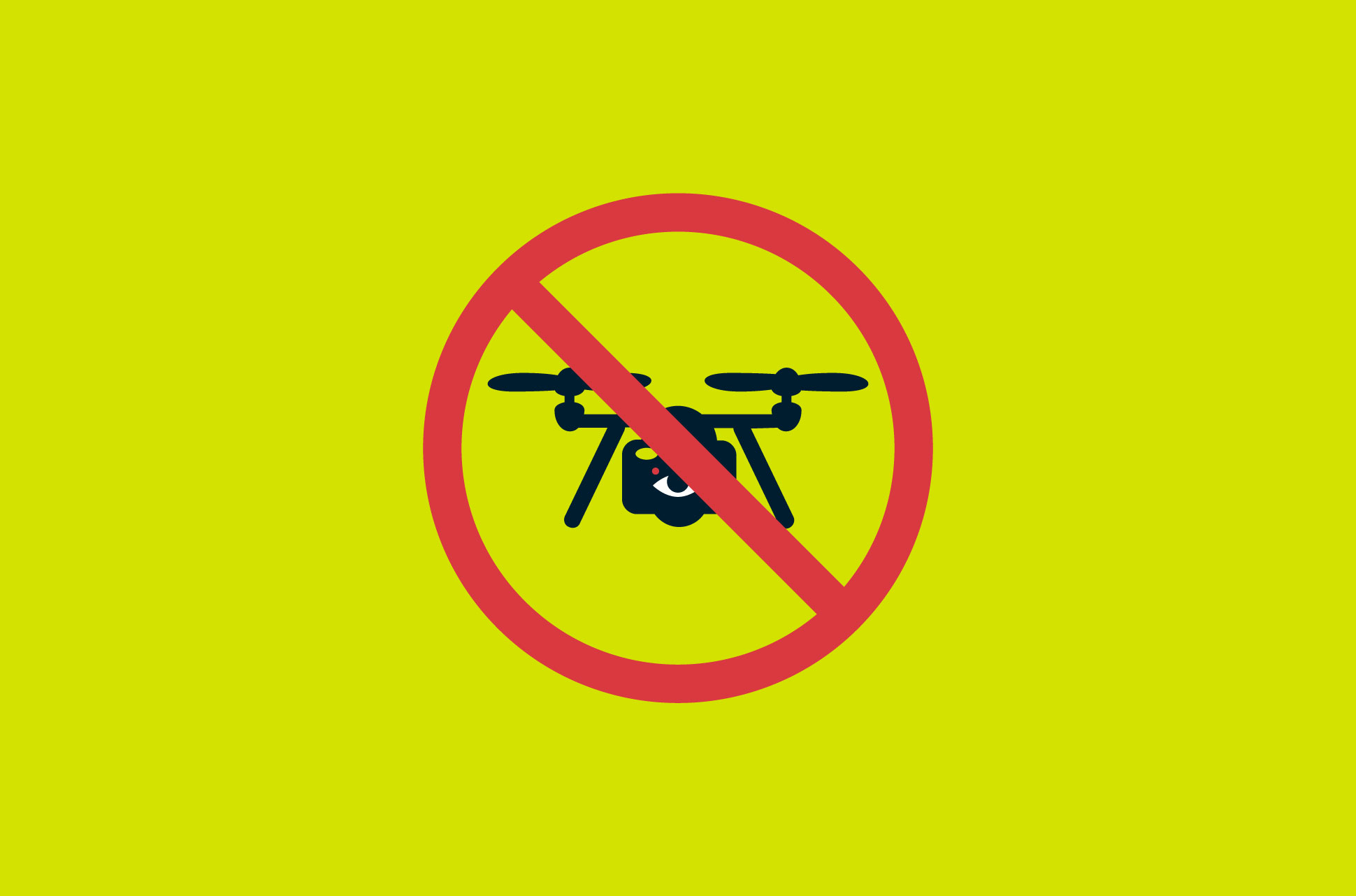 A drone surrounded by a circle with a line through it.