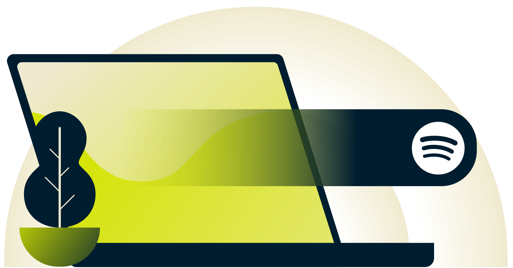 Gesto de deslizar com o logotipo Spotify de um laptop.